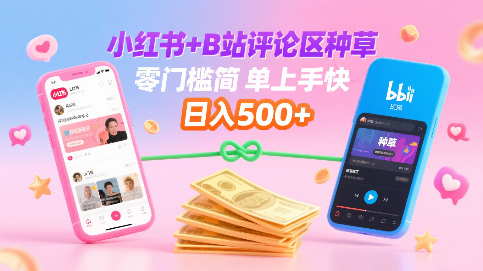 小红书+B站评论区种草，0门槛1分钟一单，只需复制粘贴，日入500+