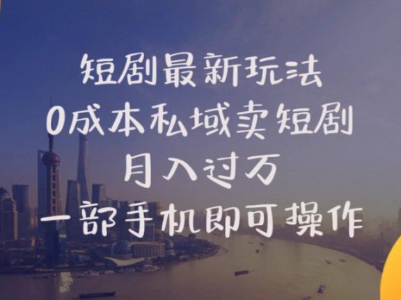 短剧最新玩法    0成本私域卖短剧     月入过万     一部手机即可操作