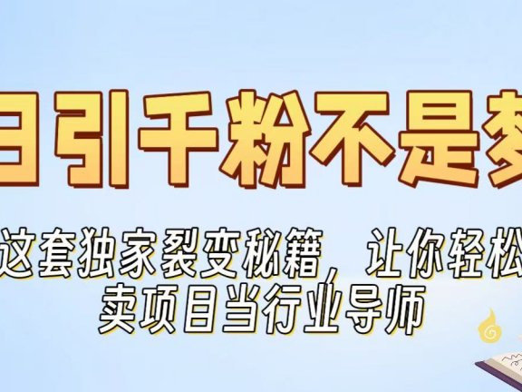 日引千粉不是梦！这套独家裂变秘籍，让你轻松卖项目当行业导师