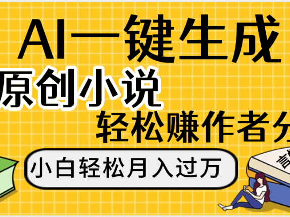 AI工具写小说,一键生成原创小说，躺着也能赚，月入2w+