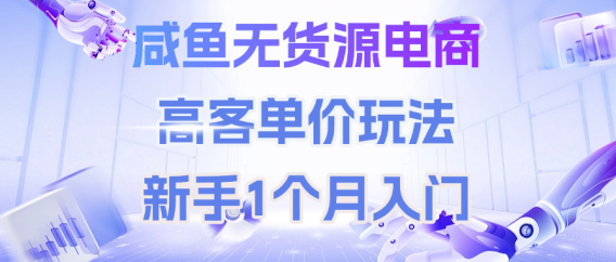 咸鱼无货源电商，高客单价玩法，新手1个月入门