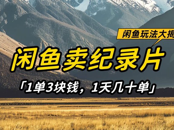 闲鱼卖纪录片1单3块钱，1天几十单，项目稳定有潜力